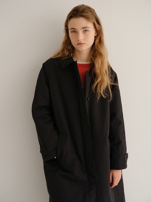 padded trench coat (black)