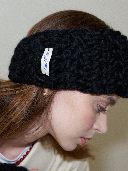 Wool 100% Handmade Crochet Hairband _ Black