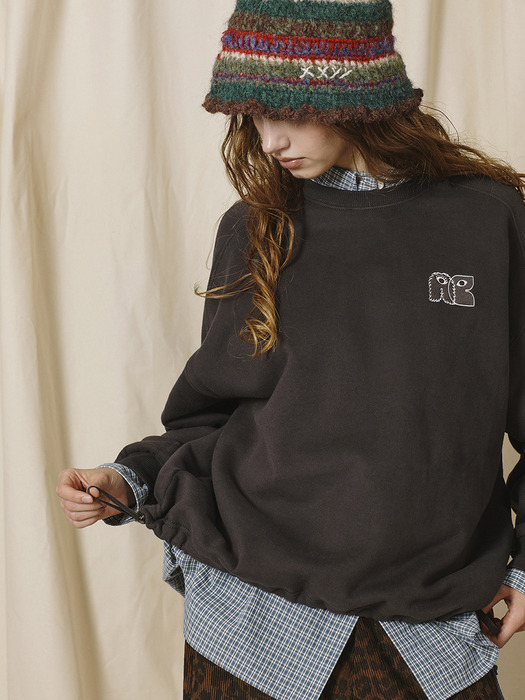 Raglan String Sweatshirt_Charcoal