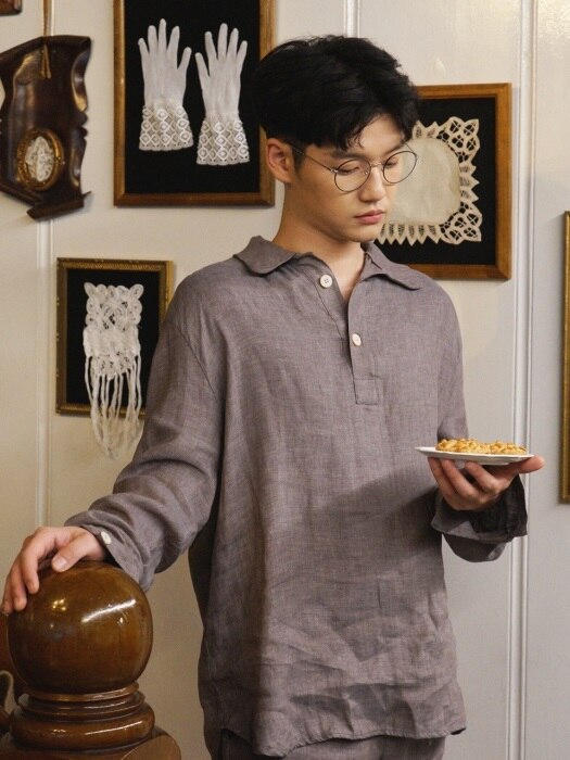 마빈 린넨 파자마 SET :Marvin linen pajama SET - slate gray