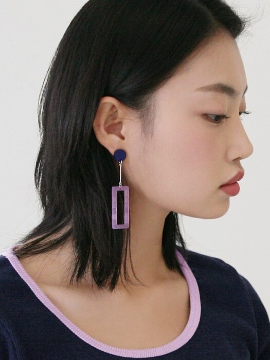 navy circle earrings (2colors)