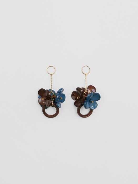 holiday flower earrings (blue - brown)