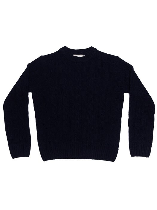 Cable Cashmere Sweater (D.Navy)