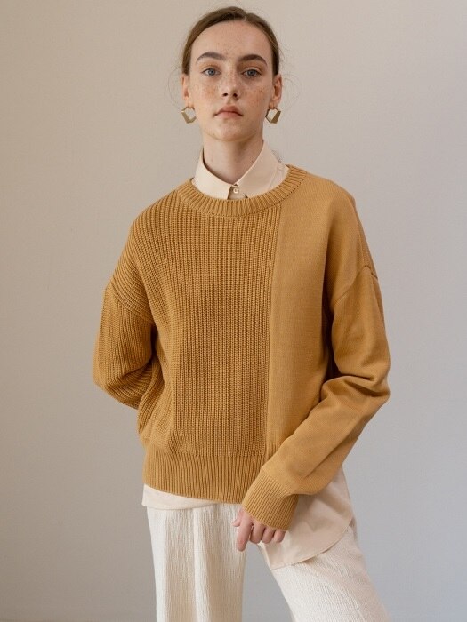 SS19 Unbalance Pullover Knit Camel