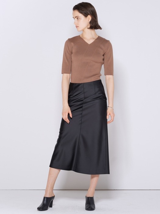 SATIN FLARE SKIRT BLACK