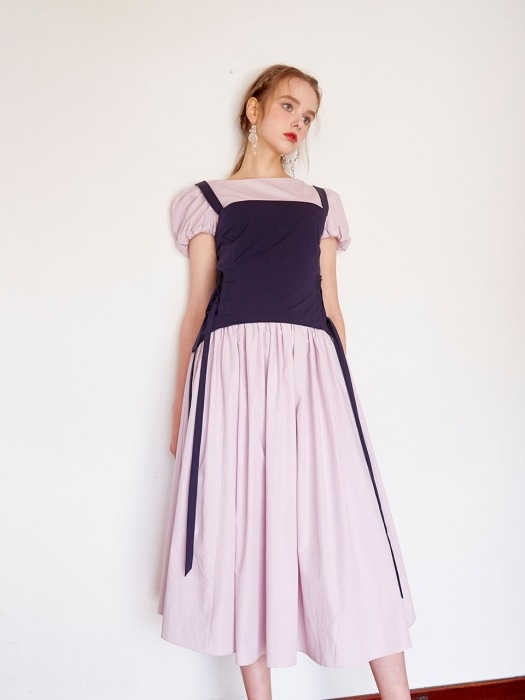 Corset puff dress (Purple)
