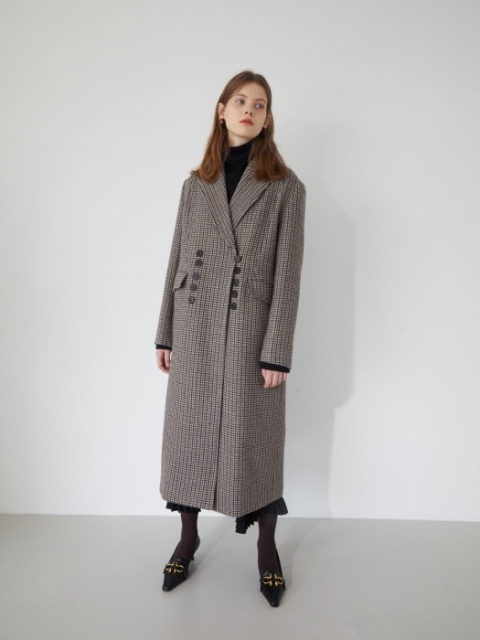 19 WINTER_BROWNIE HOUNDSTOOTH PEAKED COLLER COAT