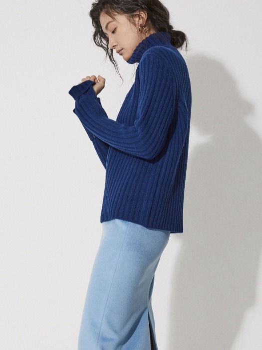 Ribbed Turtle Knit_Blue