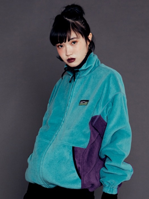 REVERSIBLE FLEECE-NYLON WIND BREAKER [BLACK/MINT]