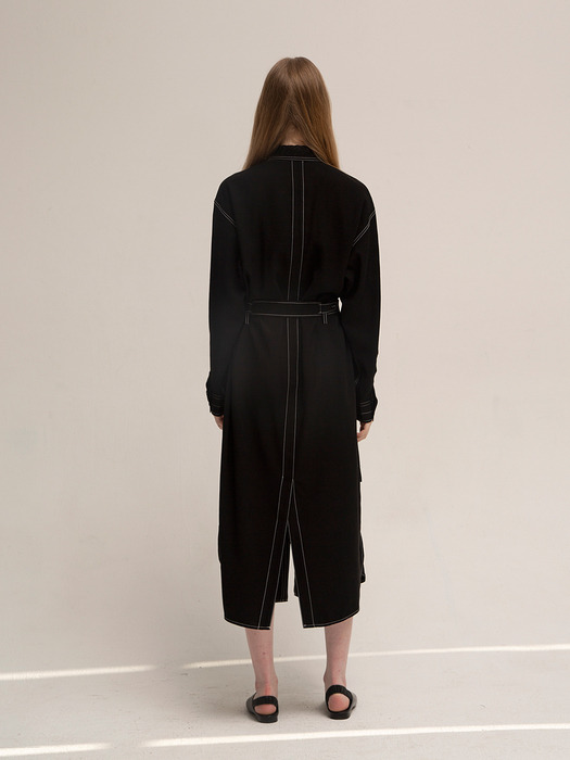 LONG SHIRT DRESS(BLACK)