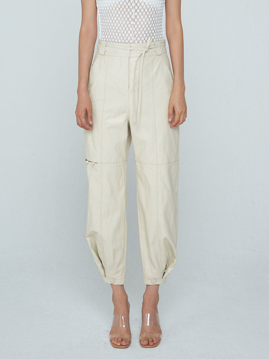 Eco Leather Stitch Trousers_Ivory
