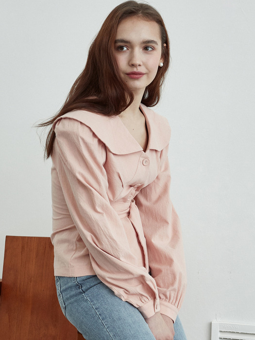 iuw636 belted cotton blouse (pink)