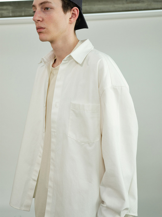 Oversize Heavy Oxford Shirt Jacket (Off-White)
