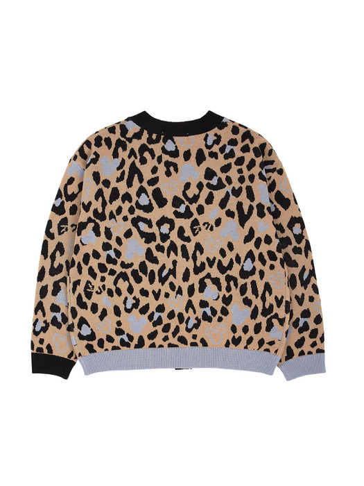 MICKEY AND LEOPARD FRIENDS BROWN CARDIGAN