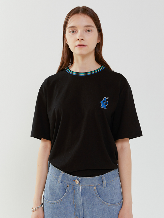 [SM20 SV X Sesame Street] Neck Point T-Shirts(Black)