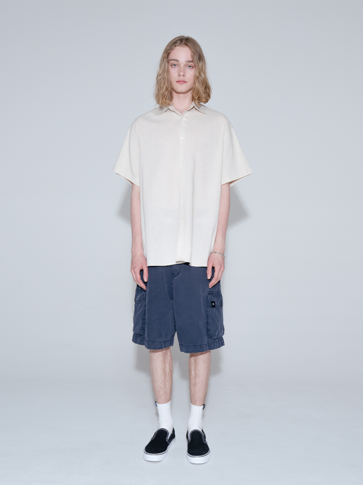 [스페셜] Overfit basic linen half shirt_beige