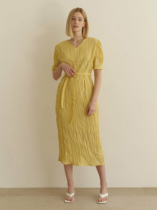 Wrinkle reversible dress-Yellow