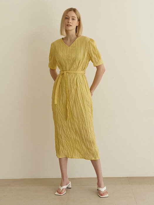 Wrinkle reversible dress-Yellow