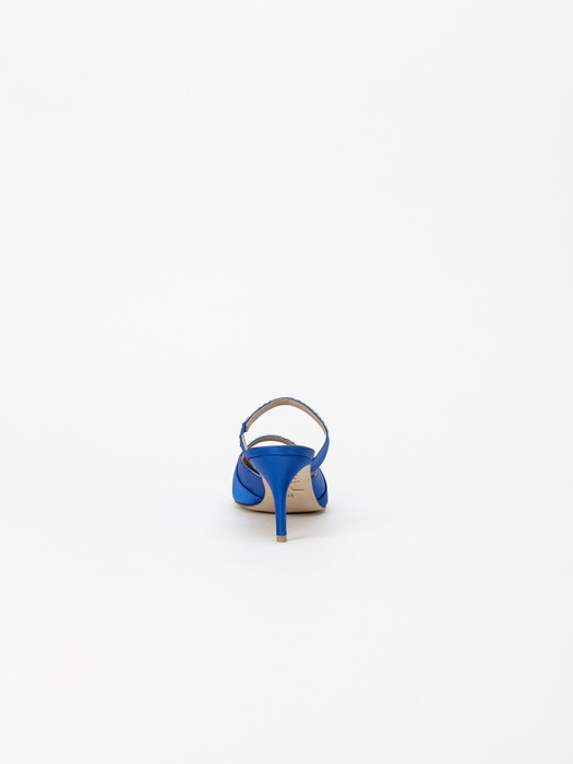 Risette Jewel Mules in Cool Blue Silk