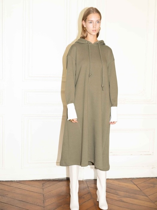 [N]BRISBANE oversized hoodie dress_Olive