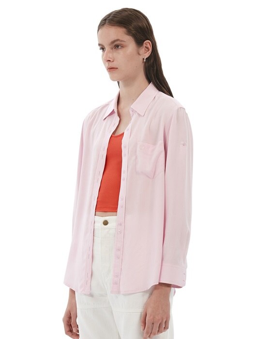 BUTTON DOWN LOGO SHIRT, PINK