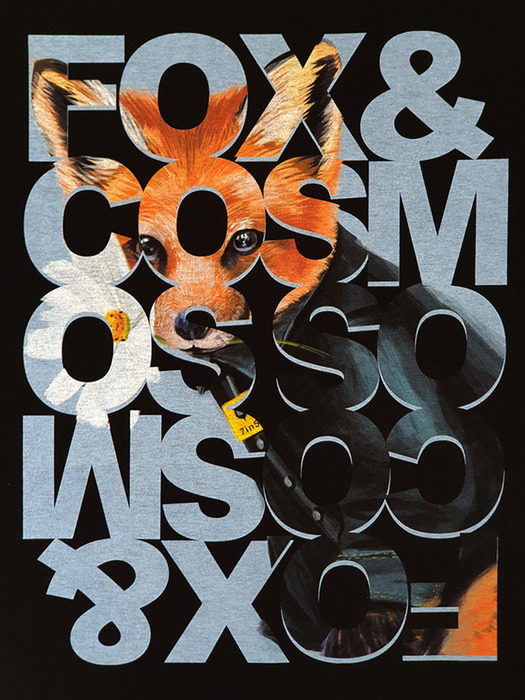 LETTERING COSMOS FOX PRINT T-SHIRT_BLACK