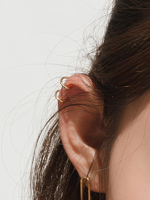 wide twin earcuff (14k gold)