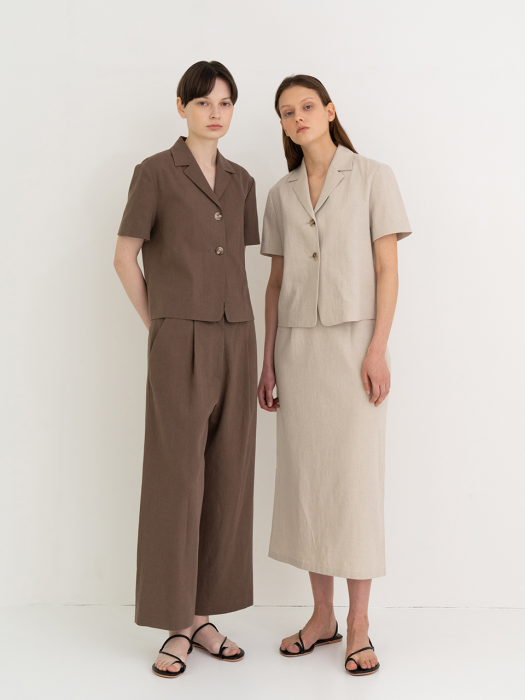 linen wearable h-line skirt beige