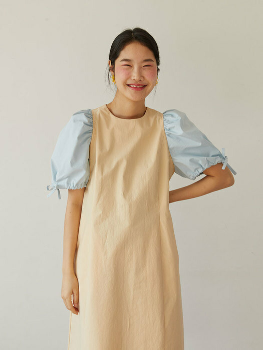 color design H-line dress (cream)