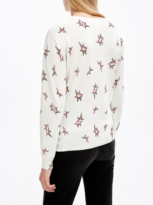 White Pop-Stars print wrap jumper_B206AWK003WH