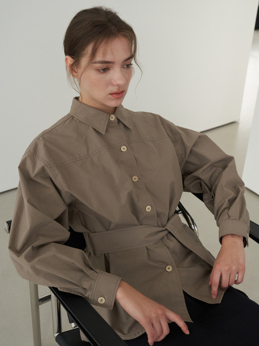 Belted shirt (brown)