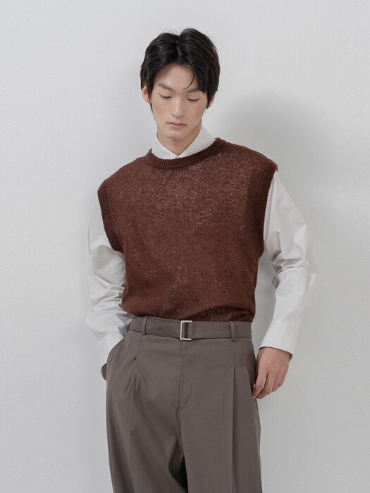 BF alpaca knit vest brown