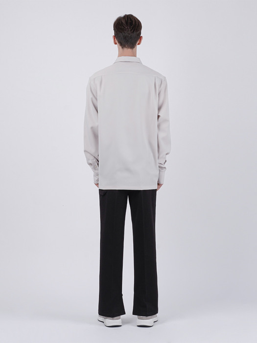 RELEXED SOLID OPEN COLLAR SHIRT_IVORY