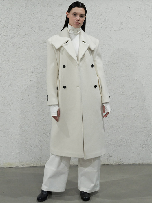 Square collared double coat (Cachmere)