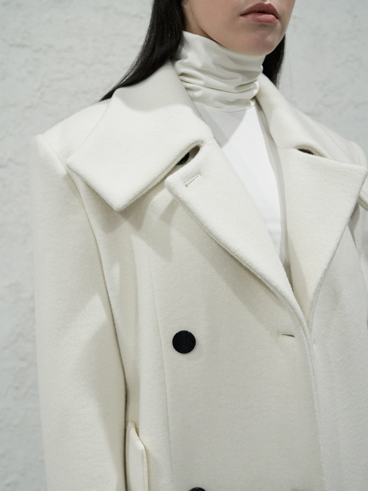 Square collared double coat (Cachmere)