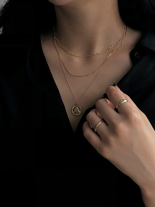 14k gold silken layered necklace (14k 골드)