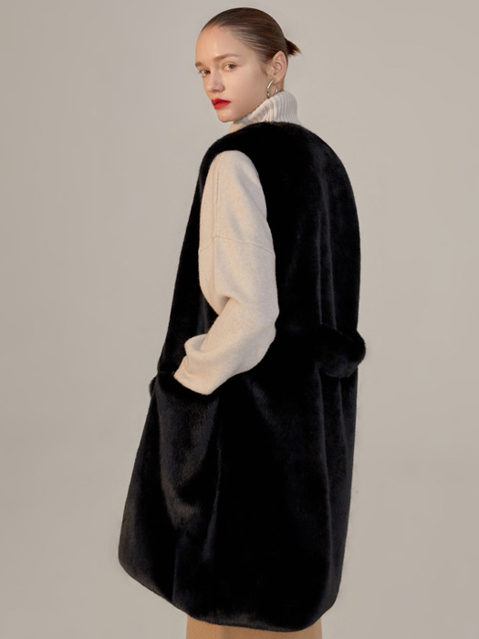 Kate Belted Eco Fur Vest [4 Color]