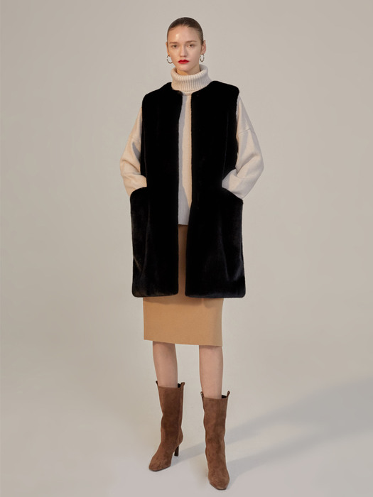 Kate Belted Eco Fur Vest [4 Color]