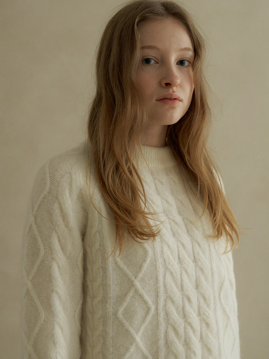alpaca cable pullover (ivory)