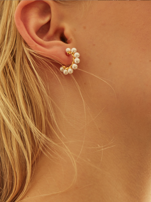 [단독]Pearly Hoop Earring(Small Size)_2Color