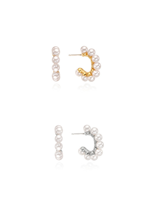 [단독]Pearly Hoop Earring(Small Size)_2Color