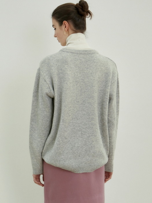 CLASSICAL SOFT V SWEATER_LIGHT GRAY