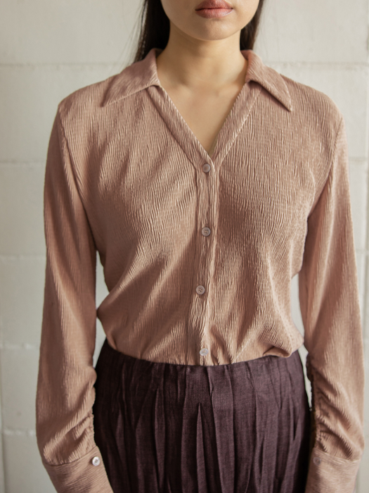 MAUVE PINK WAVE PLEATED BLOUSE