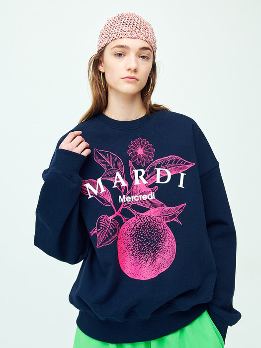 SWEATSHIRT ORANGE-FLOWER NAVY