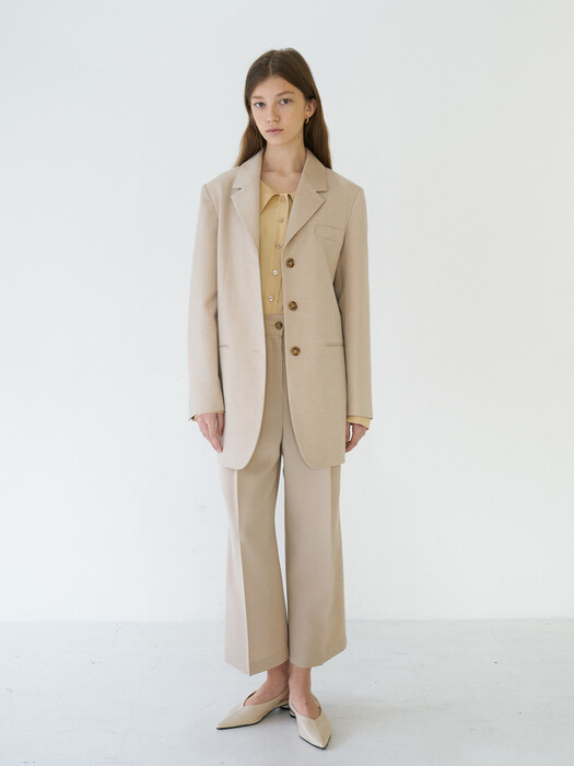 21 Spring_Beige Overfit Single Blazer 