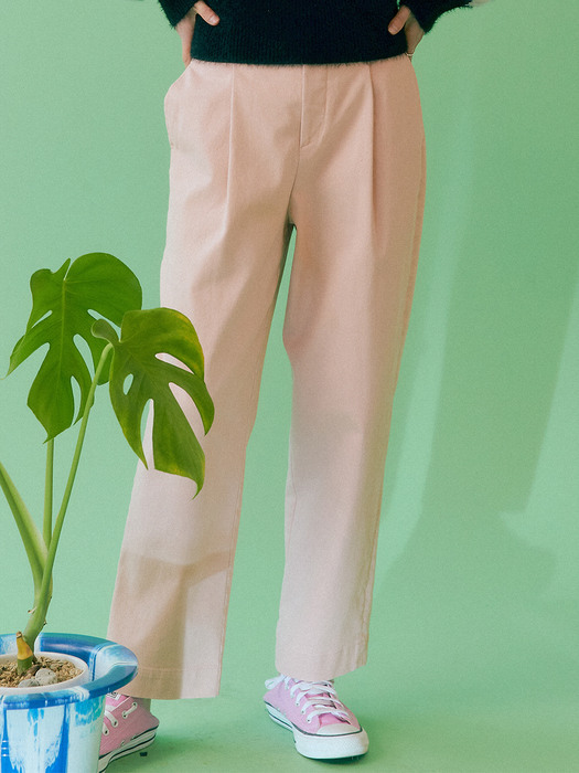 Tapered Semi Wide Pants_Pink