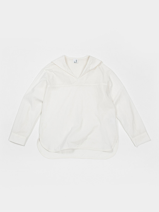 Cotton sailor blouse-ivory