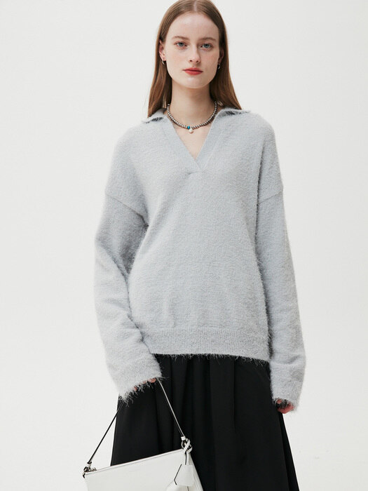  UNISEX, Summer Tail Yarn Loosfit Collar Knit / Cool Grey