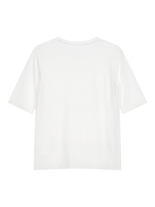 텐셀 라운드넥 티셔츠 5부 _WHITE