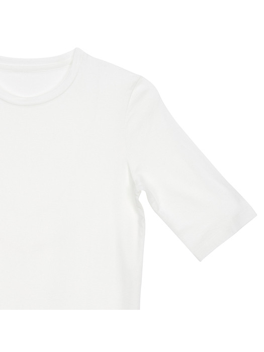 텐셀 라운드넥 티셔츠 5부 _WHITE